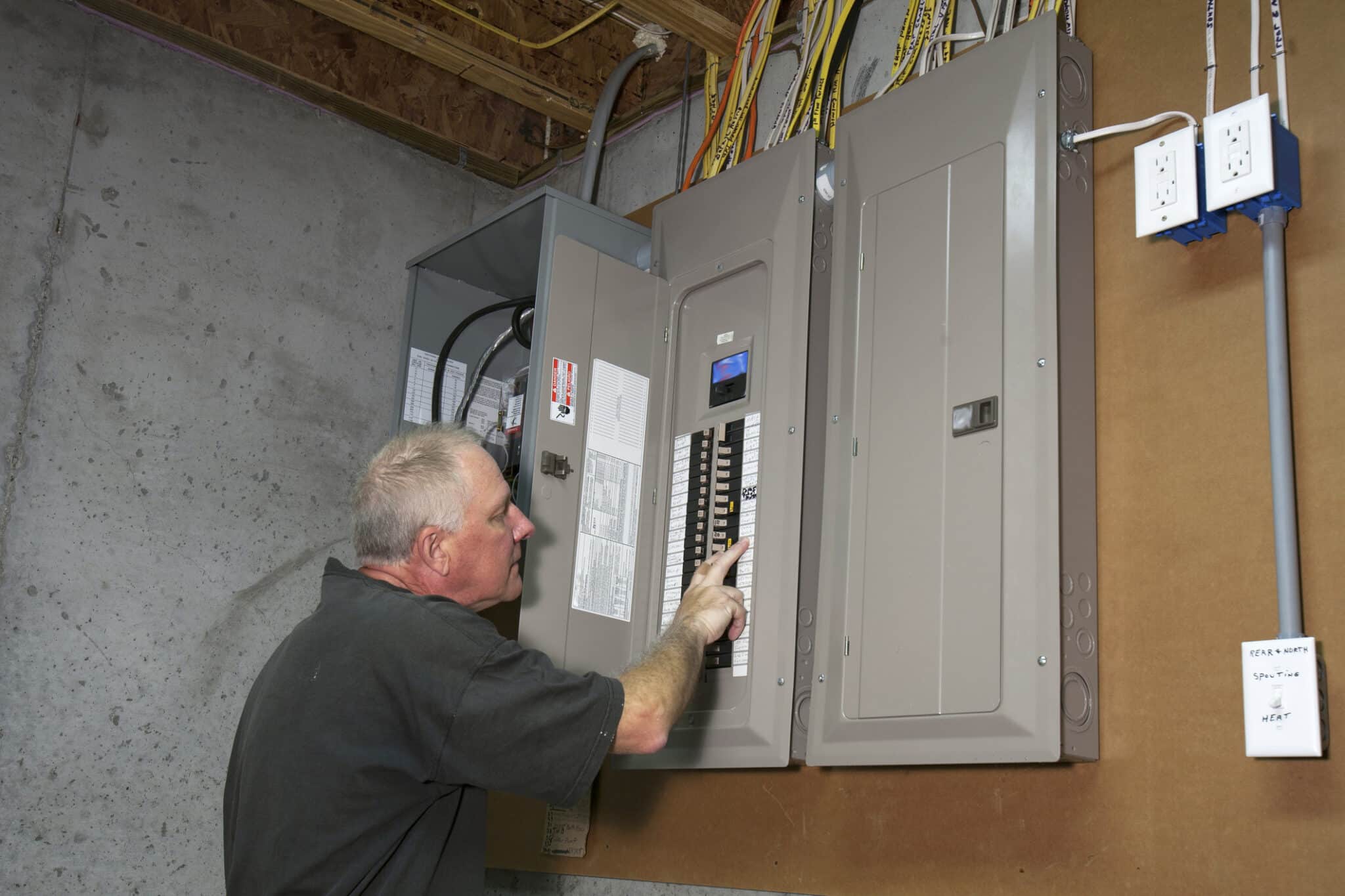 Man reading electric panel